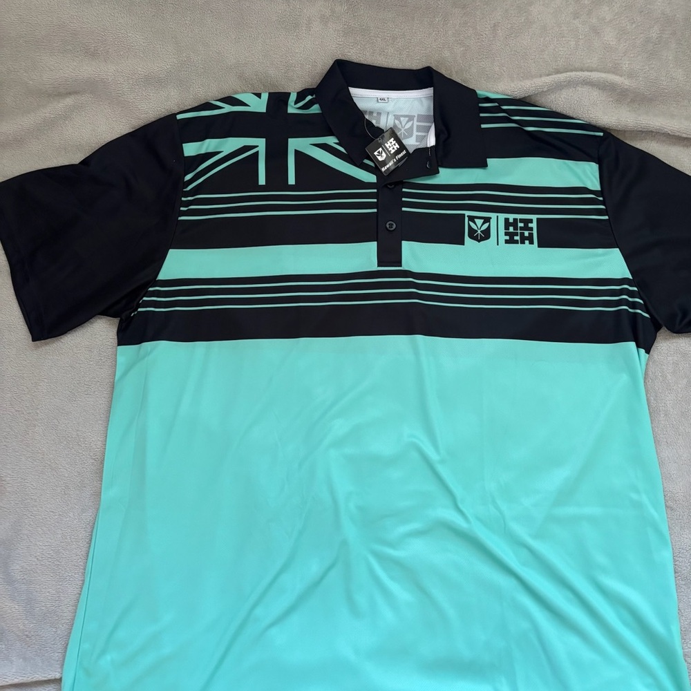 Hawaii's Finest Black and Green Polo Shirt Modern Design